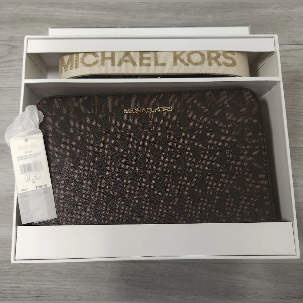 Michael Kors Jet Set Crossbody Logo Gift Box Set - Brown/Luggage *NWT* MSRP $198 - Picture 6 of 11